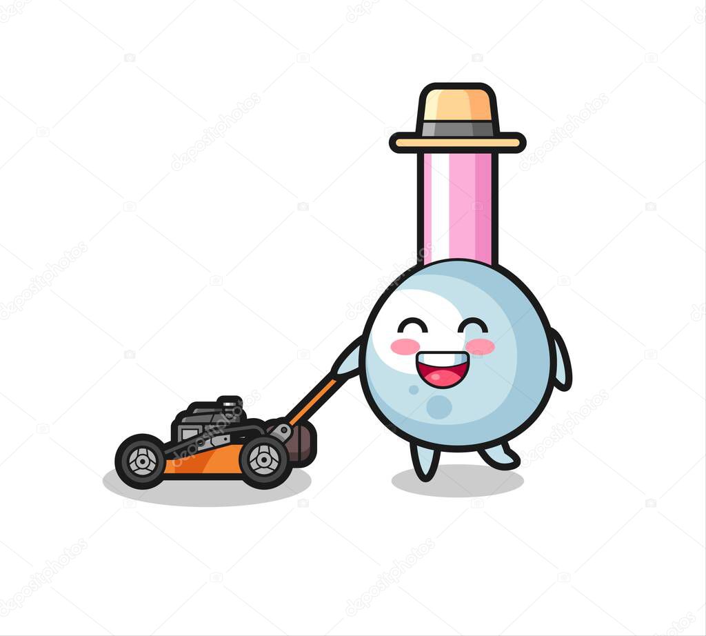 illustration of the cotton bud character using lawn mower , cute style design for t shirt, sticker, logo element