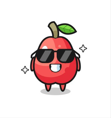 Havalı jestli su elmasının çizgi film maskotu, tişört, çıkartma, logo elementi için şirin bir tasarım.