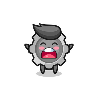 Esneme ifadesi olan şirin bir maskot tişört, çıkartma, logo elementi için şirin bir tasarım.