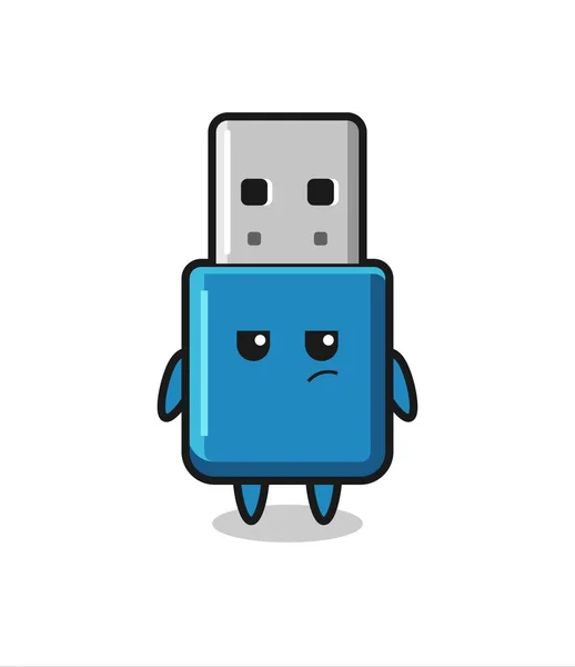 Bonito Flash Drive Usb Personagem Com Expressão Suspeita Design Estilo — Vetor de Stock