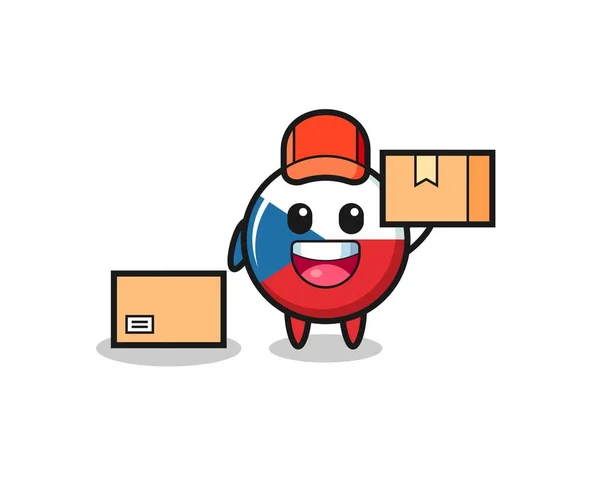 Mascot Illustration Czech Flag Badge Courier Pretty Style Design Shirt — стоковий вектор