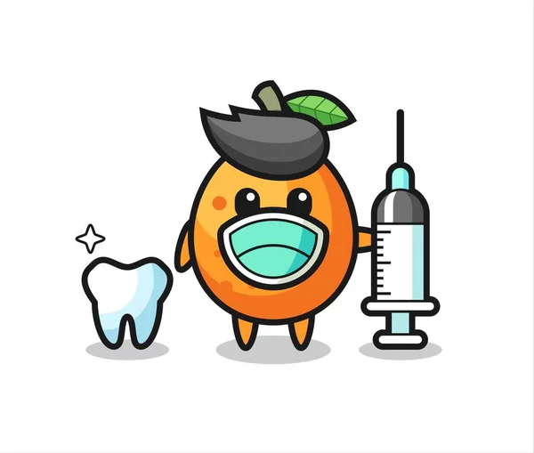 Personagem Mascote Kumquat Como Dentista Design Estilo Bonito Para Shirt —  Vetores de Stock