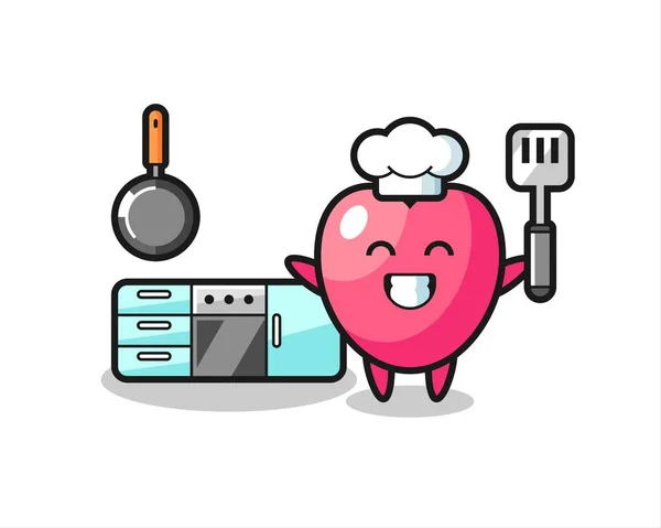Символ Сердца Иллюстрация Качестве Шеф Повара Приготовления Пищи Милый Дизайн — стоковый вектор