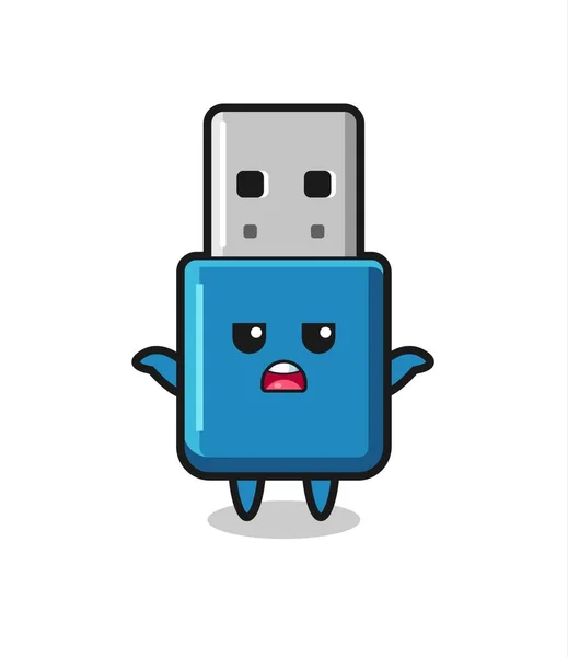 Flash Drive Usb Mascote Personagem Dizendo Que Não Sei Design — Vetor de Stock