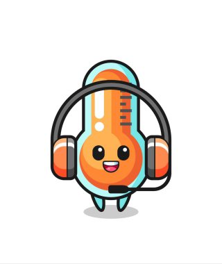 Müşteri hizmetleri olarak termometrenin çizgi film maskotu