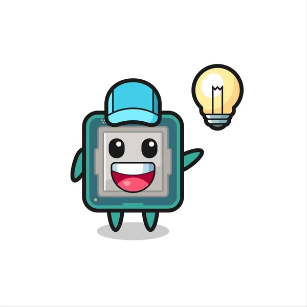 Personaje Del Procesador Dibujos Animados Conseguir Idea Lindo Diseño Estilo — Vector de stock