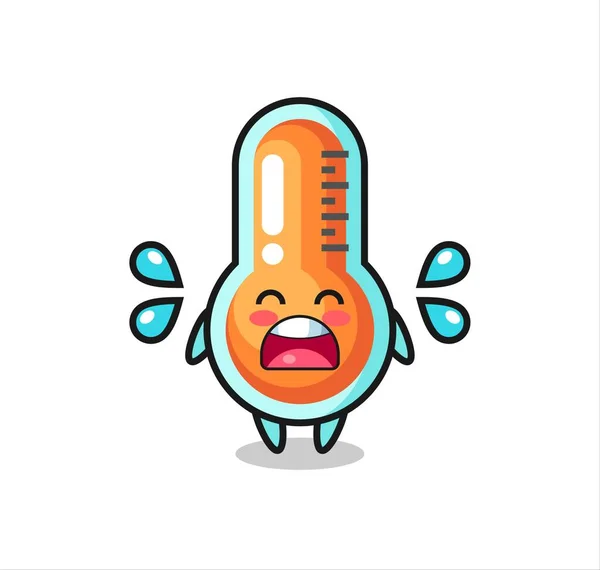 Thermometer Cartoon Illustratie Met Huilen Gebaar Leuke Stijl Ontwerp Voor — Stockvector