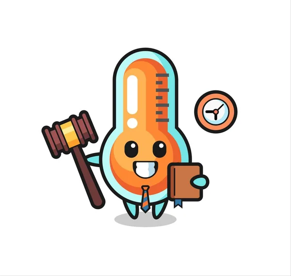 Desenhos Animados Mascote Termômetro Como Juiz — Vetor de Stock