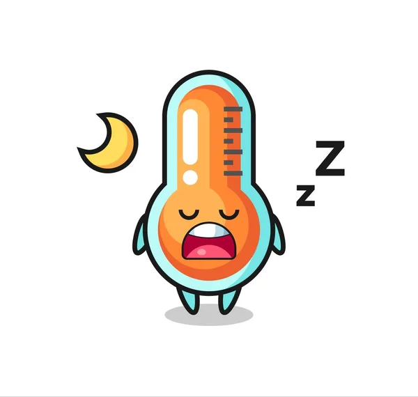 Thermometer Character Illustration Sleeping Night Cute Style Design Shirt Sticker — Stock Vector