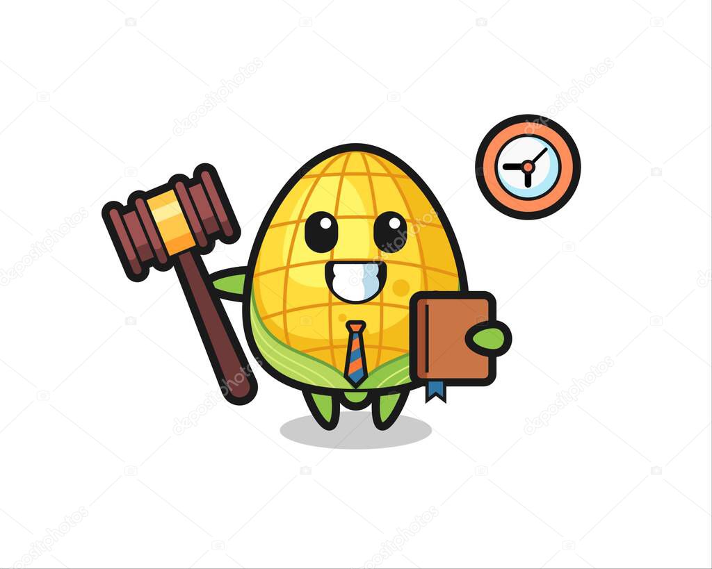 Mascot cartoon of corn as a judge , cute style design for t shirt, sticker, logo element