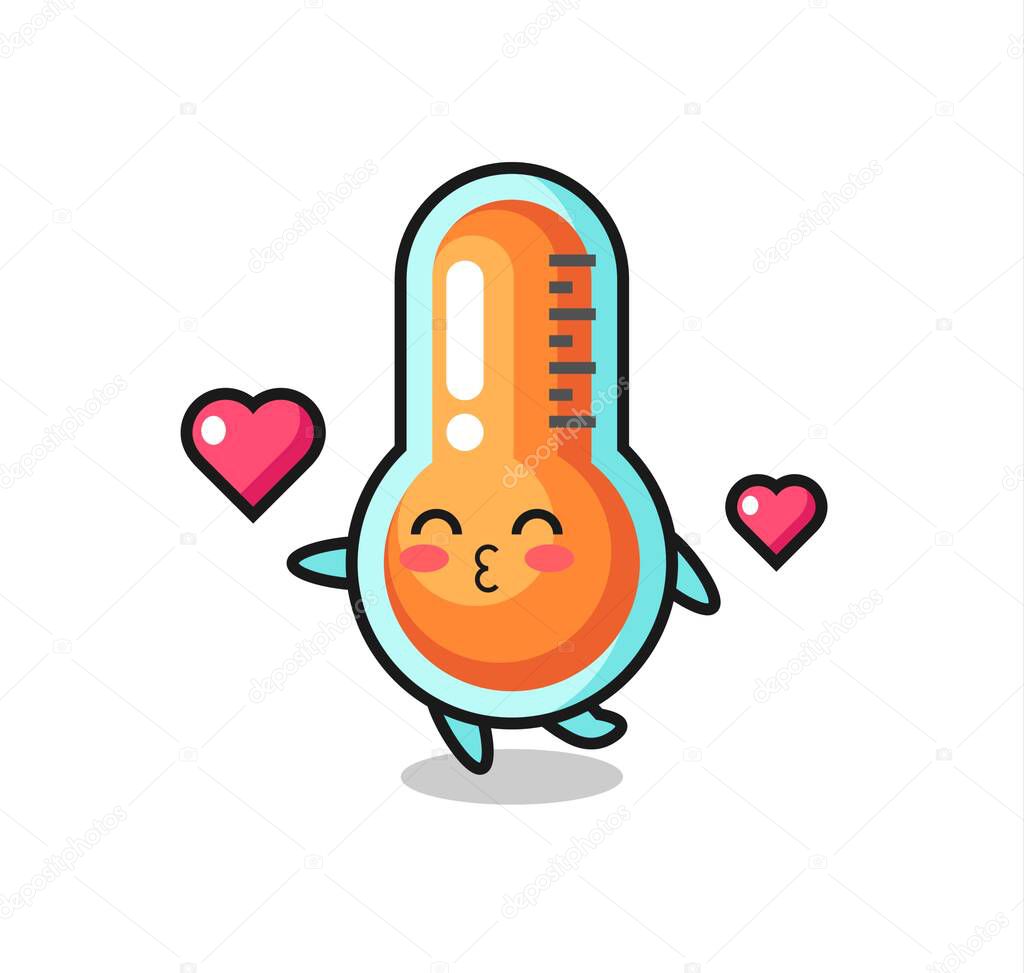 thermometer character cartoon with kissing gesture , cute style design for t shirt, sticker, logo element