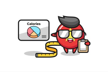 Illustration of vietnam flag badge mascot as a dietitian , cute style design for t shirt, sticker, logo element