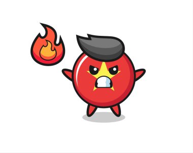vietnam flag badge character cartoon with angry gesture , cute style design for t shirt, sticker, logo element