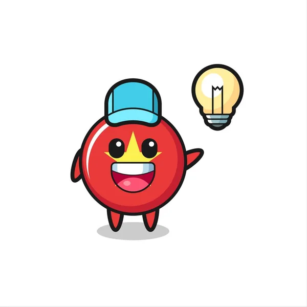 Vietnam Flag Badge Character Cartoon Getting Idea Cute Style Design — Stok Vektör