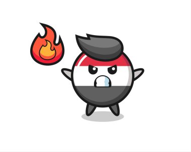 Evet. Rozet karikatürü. Sinirli bir jest, tişört, çıkartma ve logo için şirin bir tasarım.