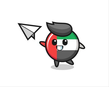 uae bayrak rozeti çizgi film karakteri kağıt uçak fırlatma, tişört, çıkartma, logo elementi için şirin tasarım