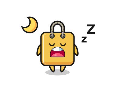 Alışveriş çantası karakteri çizimi geceleri uyuma, tişört, çıkartma, logo elementi için şirin tasarım