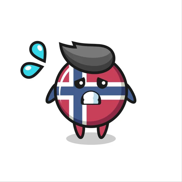 Norweska Flaga Odznaka Maskotka Charakter Boi Gest Ładny Styl Projekt — Wektor stockowy