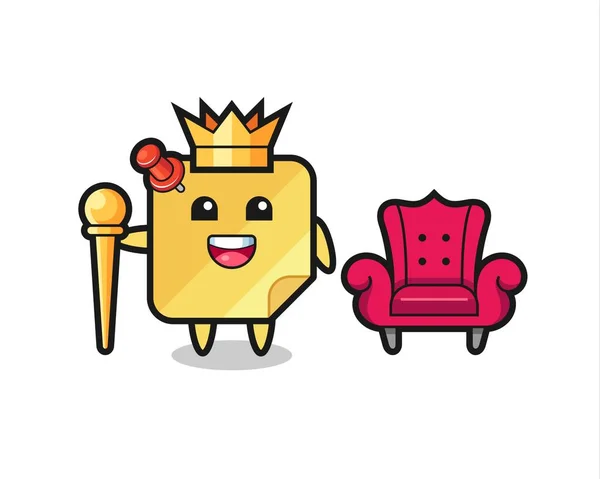 Mascot Cartoon Sticky Note King Cute Style Design Shirt Sticker — Stockový vektor