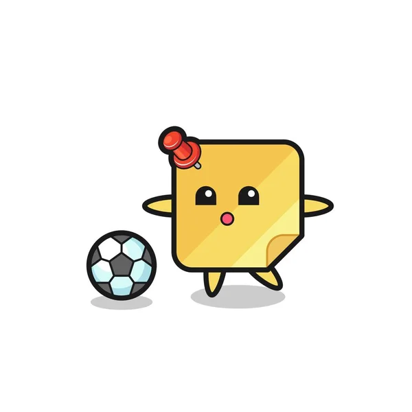 Illustration Sticky Note Cartoon Playing Soccer Cute Style Design Shirt — Vetor de Stock