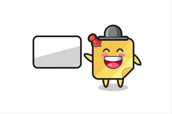 Sticky Note Cartoon Illustration Doing Presentation Cute Style Design Shirt — Διανυσματικό Αρχείο