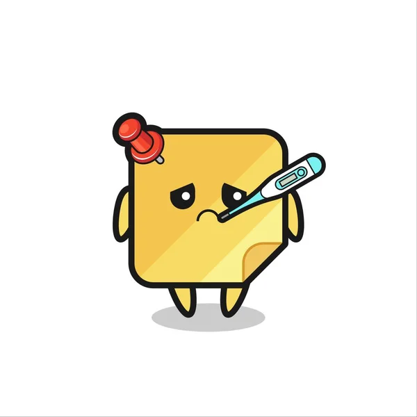 Sticky Note Mascot Character Fever Condition Cute Style Design Shirt — Διανυσματικό Αρχείο