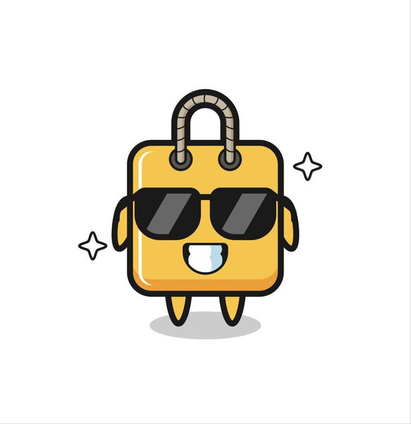 мультфильм талисман торговой сумки с прохладным жестом, милый дизайн стиля для футболки, наклейка, элемент логотипа
