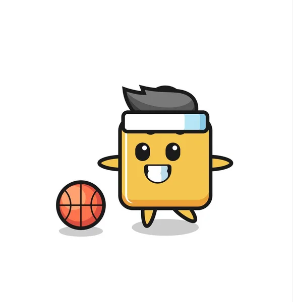Illustration Shopping Bag Cartoon Playing Basketball Cute Style Design Shirt — Stock vektor