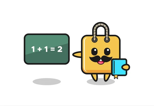 Illustration Shopping Bag Character Teacher Cute Style Design Shirt Sticker — Stock vektor