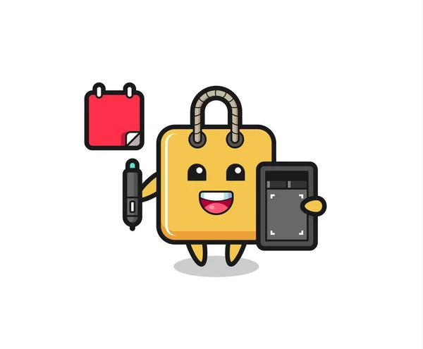 Illustration Shopping Bag Mascot Graphic Designer Cute Style Design Shirt — Image vectorielle