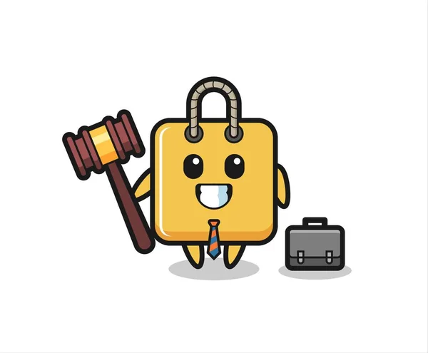 Illustration Shopping Bag Mascot Lawyer Cute Style Design Shirt Sticker — Image vectorielle