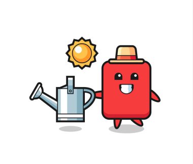 Kırmızı Kart Sulama Kutusu 'nun çizgi film karakteri. Tişört, çıkartma, logo elemanı için şirin bir tasarım.