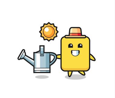 Sarı kart sulama kutusunun çizgi film karakteri, tişört, çıkartma, logo elementi için şirin tasarım