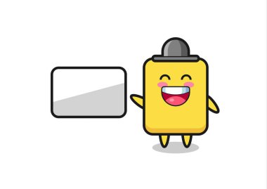 Sarı kart çizimi sunum yapıyor, tişört, etiket, logo elementi için şirin bir tasarım.