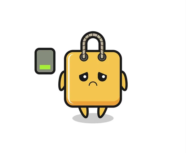 Shopping Bag Mascot Character Doing Tired Gesture Cute Style Design — Image vectorielle