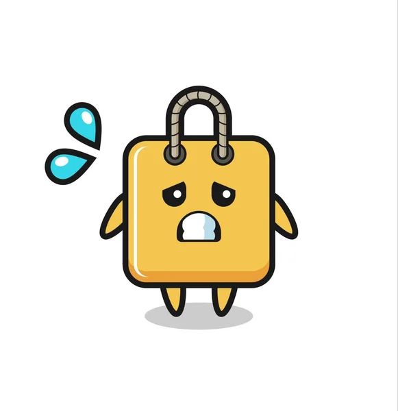 Shopping Bag Mascot Character Afraid Gesture Cute Style Design Shirt — Image vectorielle