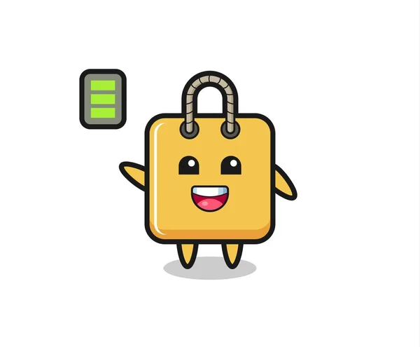 Shopping Bag Mascot Character Energetic Gesture Cute Style Design Shirt — Image vectorielle