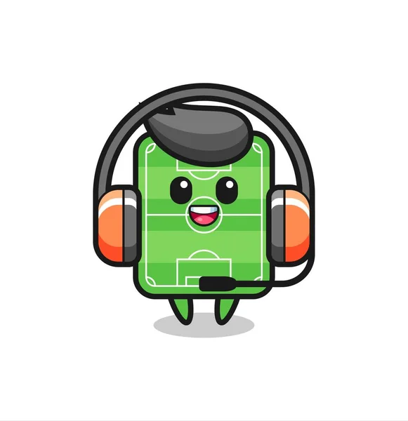 Cartoon Mascot Football Field Customer Service Cute Style Design Shirt — Vector de stock