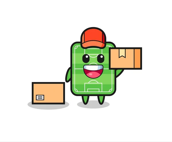 Mascot Illustration Football Field Courier Cute Style Design Shirt Sticker — Stock vektor