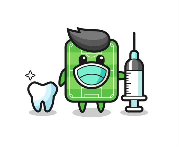 Mascot Character Football Field Dentist Cute Style Design Shirt Sticker — Image vectorielle