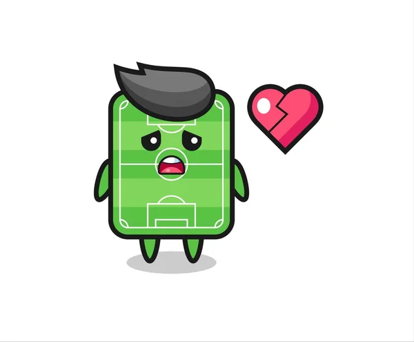 Football Field Cartoon Illustration Broken Heart Cute Style Design Shirt — Vetor de Stock