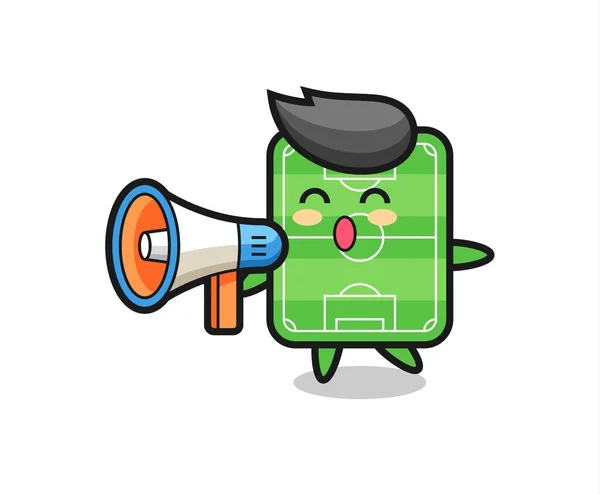 Football Field Character Illustration Holding Megaphone Cute Style Design Shirt — Stock vektor