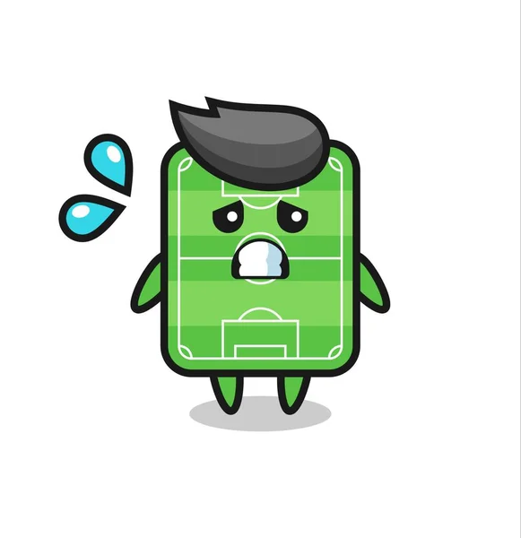 Football Field Mascot Character Afraid Gesture Cute Style Design Shirt — Vetor de Stock