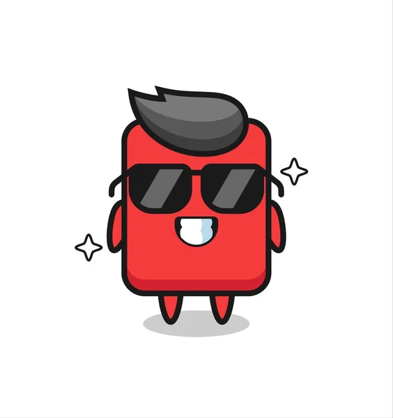 Cartoon Mascot Red Card Cool Gesture Cute Style Design Shirt — Stock vektor