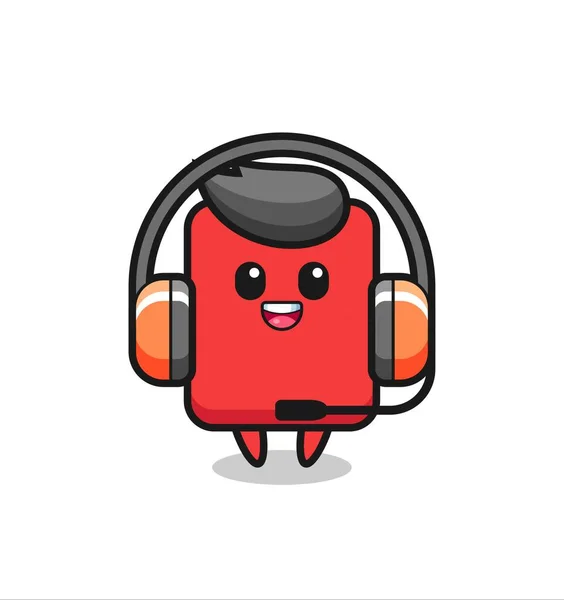 Cartoon Mascot Red Card Customer Service Cute Style Design Shirt — Stock vektor