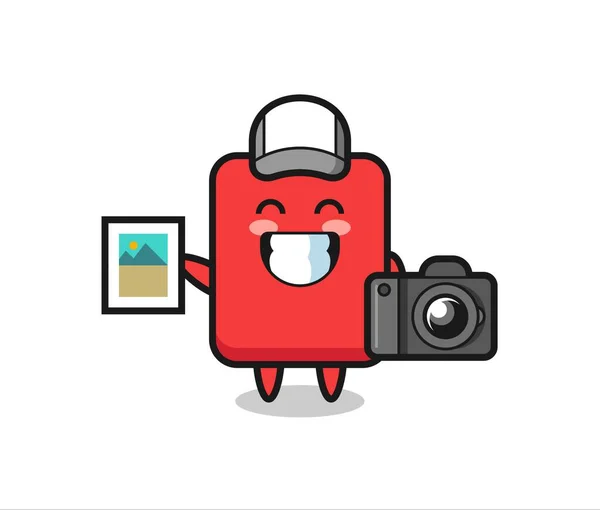 Character Illustration Red Card Photographer Cute Style Design Shirt Sticker — Vector de stock