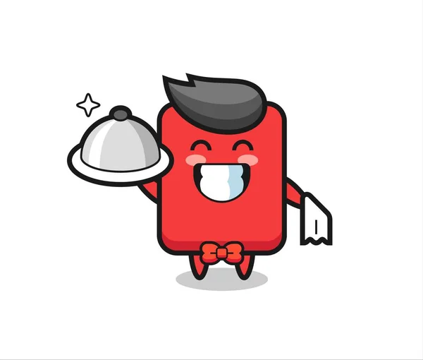 Character Mascot Red Card Waiters Cute Style Design Shirt Sticker — Vector de stock