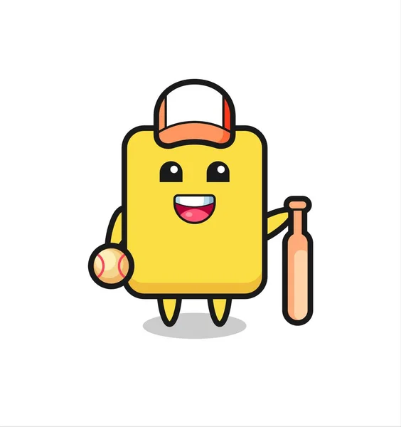 Cartoon Character Yellow Card Baseball Player Cute Style Design Shirt — Stock Vector