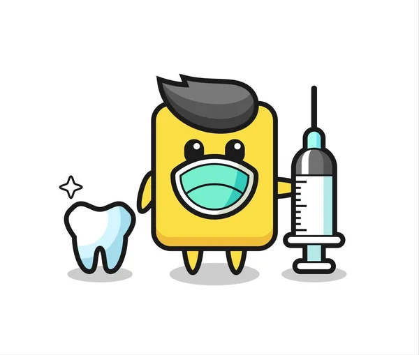 Mascot Character Yellow Card Dentist Cute Style Design Shirt Sticker — Vector de stock