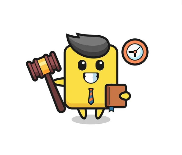 Mascot Cartoon Yellow Card Judge Cute Style Design Shirt Sticker — Vetor de Stock